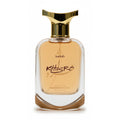 Aadab Khusro — 50ml amber and leather extrait de parfum for men, in a clear glass bottle with a flat gold cap